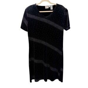Jacqueline Ferrar Black Velvet Dress‎ Sz 10 Whimsigoth Celestial 90s Vintage